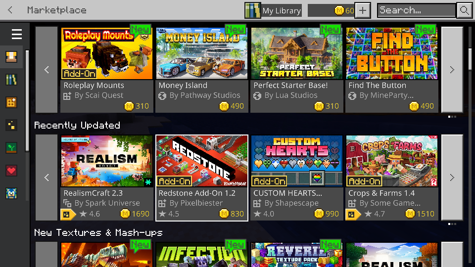 متجر Marketplace في Minecraft Bedrock